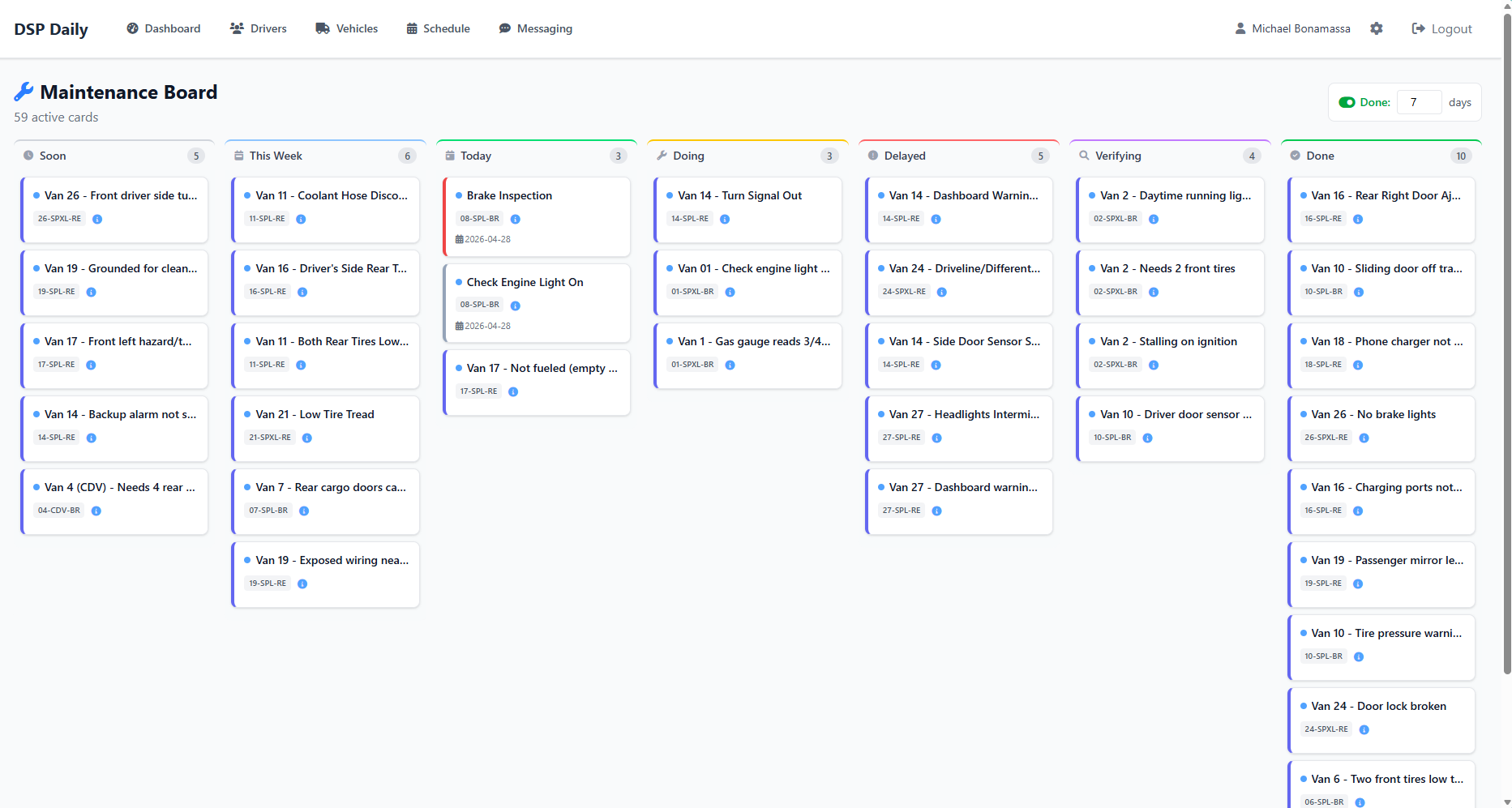 DailyDSP Maintenance Kanban Board